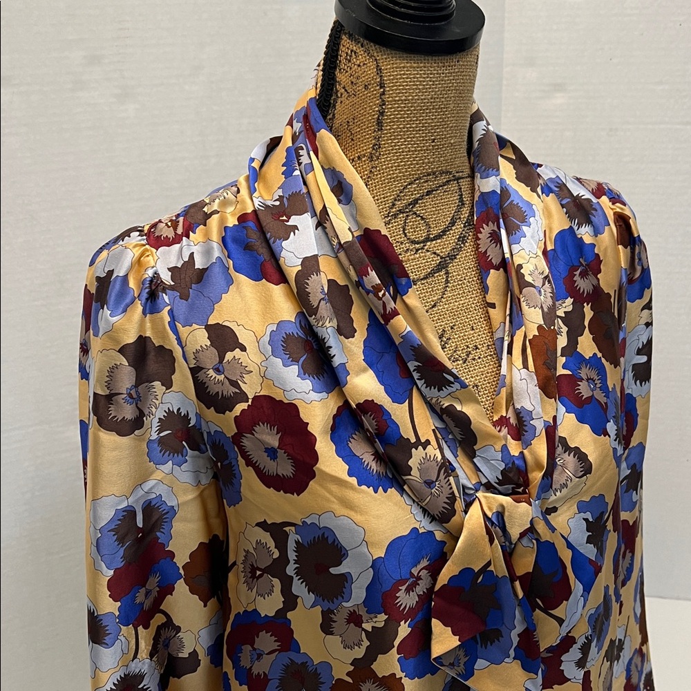 MISSONI SILK BLOUSE FLORAL BUTTON DOWN TOP SMALL